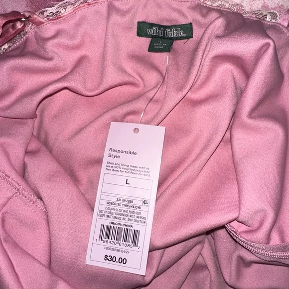 Wild Fable Women’s Y2K Style Tie-Dye Slip Dress Pink Cream NWT NEW Large Lace - Picture 8 of 12